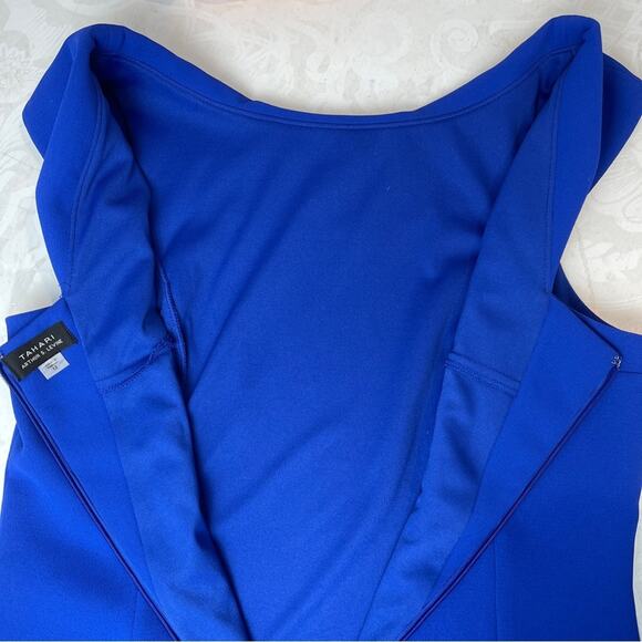 Tahari ASL check out the back of this dress blue sheath dress folded collar new - Picture 9 of 12